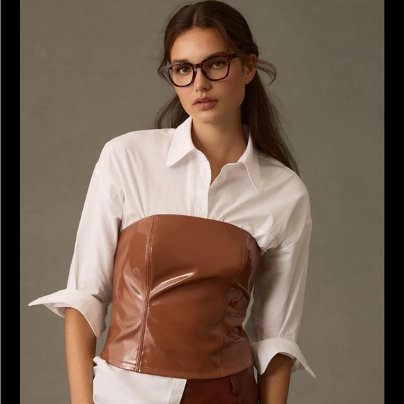 Anthropologie Tops - Anthropologie Patent Faux Leather Bandeau Top Women’s XL